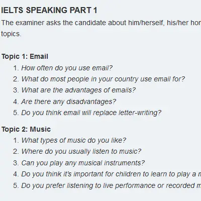 Mock Test 2 | Speaking Part 1