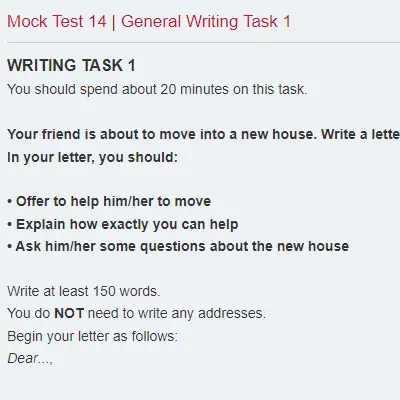 Mock Test 14 | General Writing Task 1